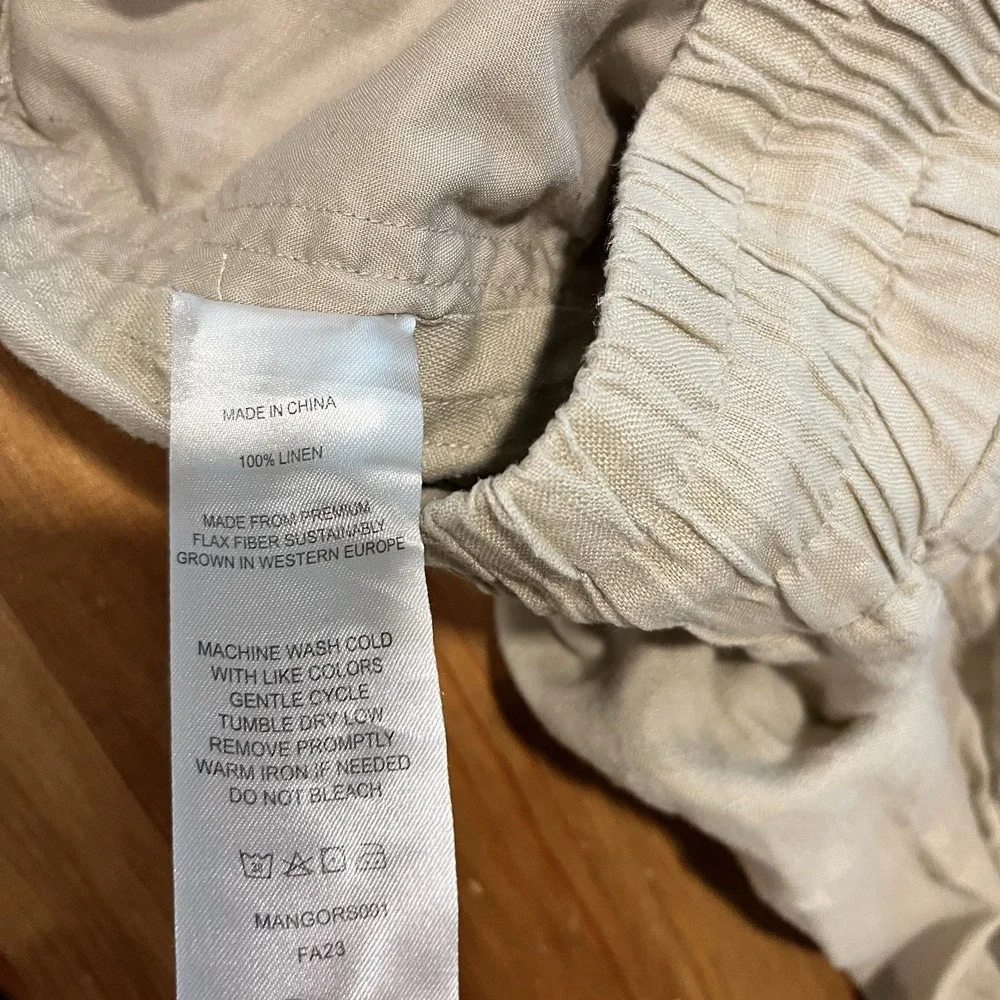 Quince European Linen Wide Leg Pants Women's Size M Driftwood Beige Drawstring